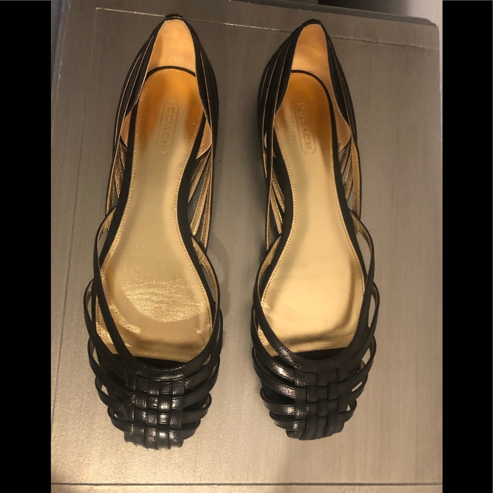 Size 8 coach shoes black flats